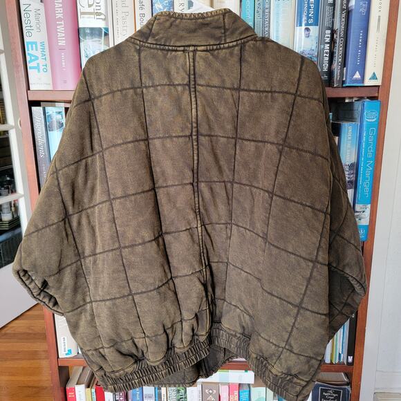 Free People Oversized Quilted Military Green Knit Zip Up Jacket Size M - Picture 5 of 9